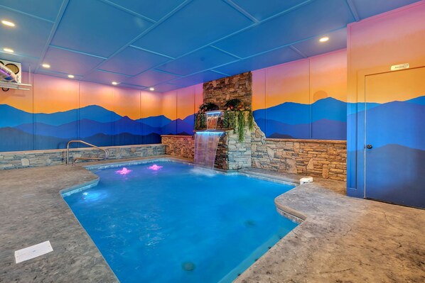 Take a dip in the heated indoor pool with waterfall.