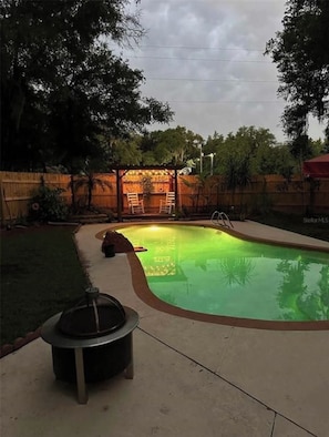 Unheated pool at night