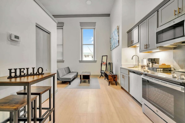 The perfect spot to unwind in style within the heart of the loft.