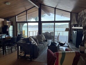 Cozy main cabin with open living room/kitchen
