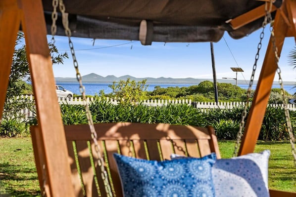 Beautiful water views from the garden swings