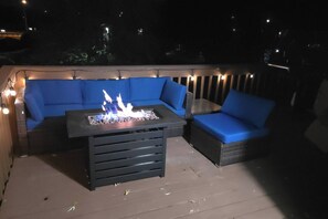 New outdoor furniture with gas firepit table. To enjoy outdoor gatherings