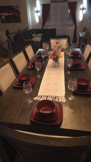 This beautiful dining table the sits 8 people to host the perfect gathering