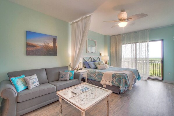 Huge King size bed and comfortable sofa that pulls out to a queen bed!