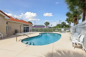 Take a refreshing dip in the heated pool, feeling the warmth of the sun and the coolness of the water as you unwind.