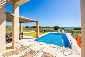 Private pool and terrace with sea views