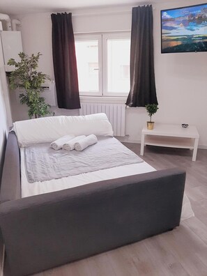DIVANO LETTO MATRIMONIALE PRESENTE NEL SOGGIORNO DELL'APPARTAMENTO PER 2 PERSONE