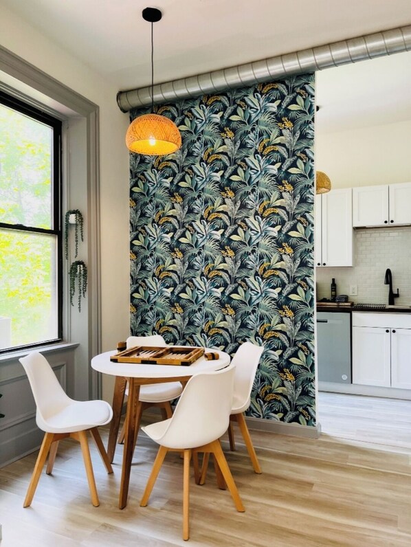Kitchen table just steps from the front door as you walk in