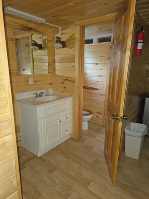 Basement sink and toilet