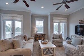 Living room looking onto private patio