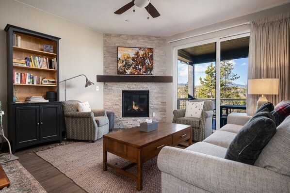 Gas Fireplace in the Luxurious Living Area