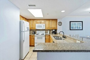 A fully stocked kitchen makes meal preparation a breeze.