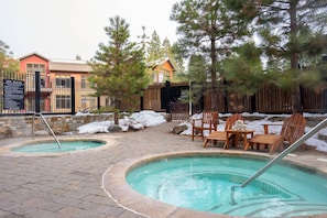 Imagine yourself soaking in the spa after a cold day.