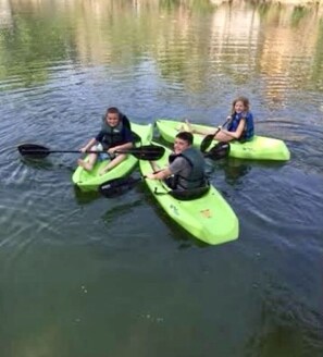 Three junior sized kayaks for use in our saltwater swimming lagoon.