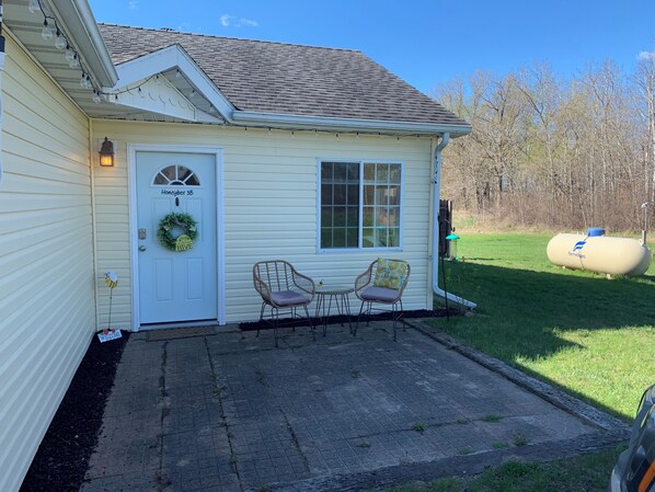 Exterior of apartment and patio