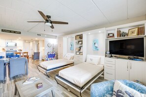 Living Room | Smart TV w/ Cable | 2 Twin Murphy Beds | Central A/C & Heating
