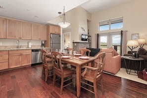Open concept kitchen, dining and living area gives plenty of space to relax