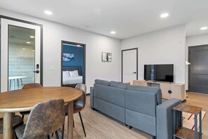 Living room and dining area