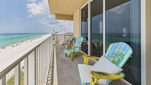 Wraparound balcony with seating