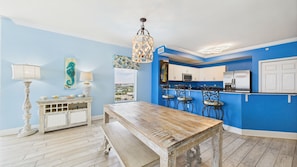 Dining table with bench seating