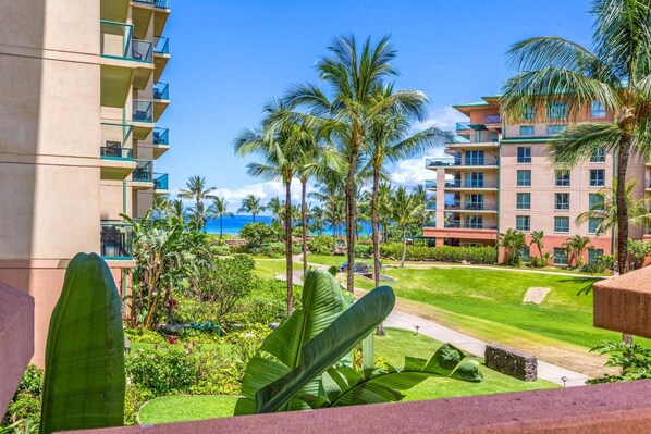 Gorgeous ocean views from the lanai - just steps to the beach!