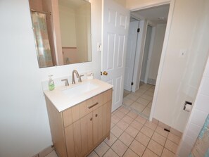 1st floor bath has door to outside shower
