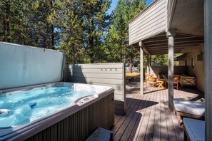 Hot tub on the back patio