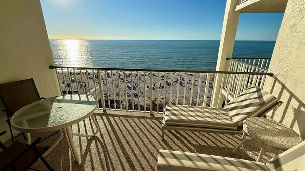 Oceanfront view with front row seats to beautiful daily sunsets