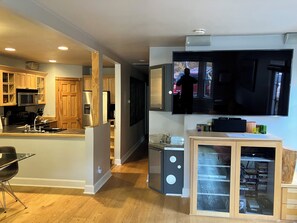 Kitchen area/Entertainment center viewed from Living Room