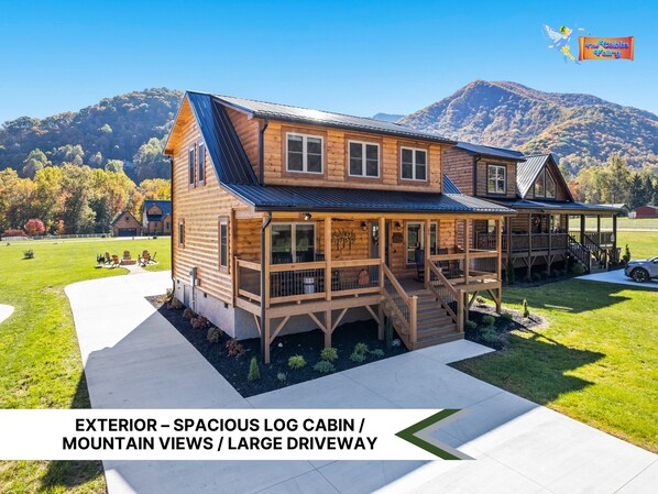 A charming log cabin surrounded by breathtaking views.
