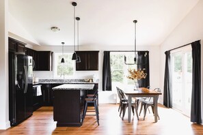 Fully setup kitchen and dining area