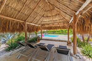 Relaxing under the palapa