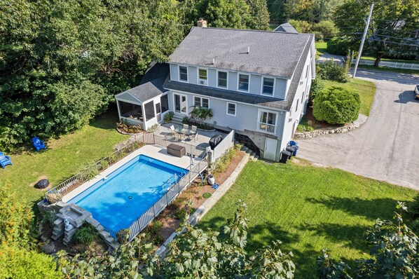 Private, 4 ft Gibraltar Pool with fountain & deck for cooling off in the hot summer days 