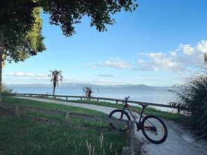 Bike the lakeside track right across the road