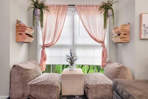 A cozy reading nook.