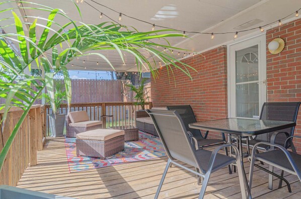 This patio is so relaxing, you might never want to leave. But don't worry, we won't judge if you do!

