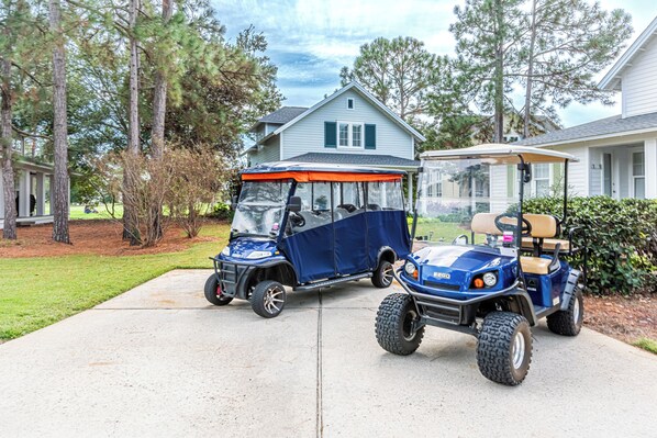 Exterior Of Home With Golf Carts