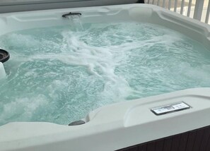 Unit B hot tub - shock located in steps