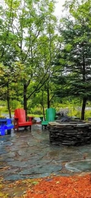 Courtyard with firepit.