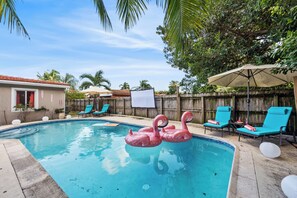 Swimming pool with inflatables