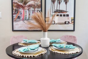 Table set up for the dining area