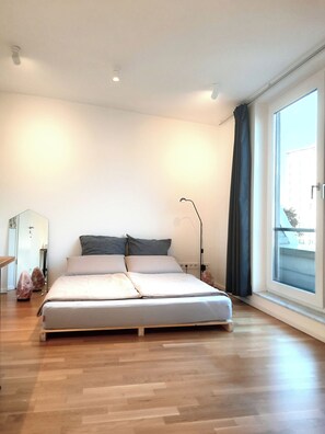 The minimalist sleeping area.