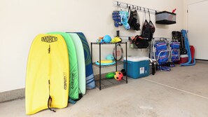 Lots of great beach gear in the garage