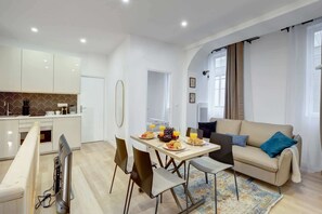The open-plan living, kitchen and dining area