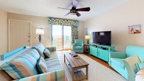 Living Room Boasting Vibrant Colors