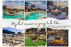 FREE RESORT AMENITIES WHEN BOOKING WITH SMOKY MOUNTAIN VACATION CABINS

INCLUDED AMENITIES
Lazy River - Swimming Pool - Hot Tubs - Cabanas - Outdoor Movie Theater - Mini-Golf - Putting Green - Fire Tables - Snack Shack - Kids Splash Zone & More!