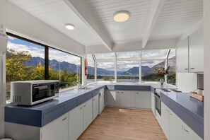 The kitchen with a beautiful view