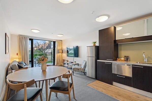 Large and spacious open plan living, dining and kitchen area.  All new furniture as of June 2024