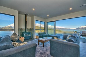 Enjoy relaxing next to a warm fire.