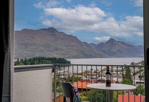 The balcony off the main living area is perfect for watching the sunsets as well the fireworks on New Year's Eve or the Winter Festival. 